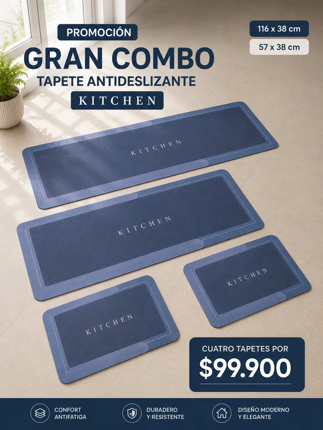 ‼️OFERTA EXCLUSIVA‼️COMBO TAPETE ANTIDESLIZANTE PARA EL HOGAR