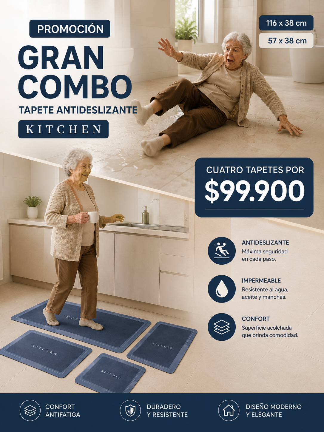 ‼️OFERTA EXCLUSIVA‼️COMBO TAPETE ANTIDESLIZANTE PARA EL HOGAR