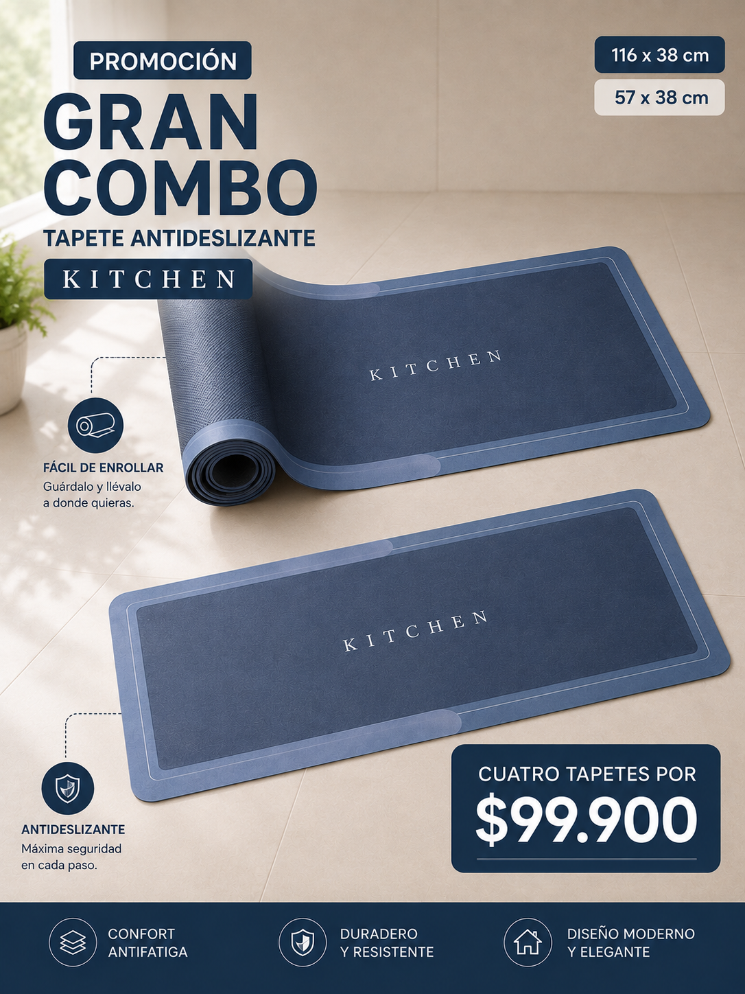 ‼️OFERTA EXCLUSIVA‼️COMBO TAPETE ANTIDESLIZANTE PARA EL HOGAR
