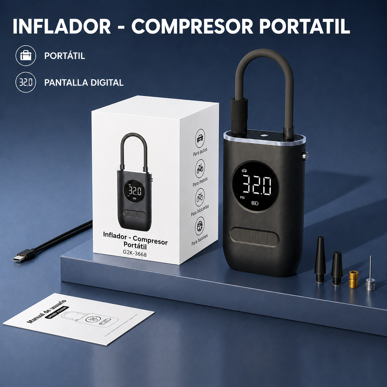 ‼️OFERTA EXCLUSIVA‼️NOVEDOSO INFLADOR - COMPRESOR PORTATIL